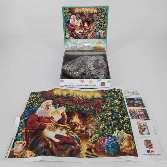 Master Pieces 500 Piece "Christmas Dreams" Glitter Jigsaw Puzzle & Poster - GUC - Picture 2 of 12